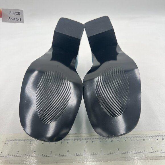 FSJ Blue Ankle Strap D'Orsay Pumps Retro Square Toe Chunky Heels Dress Sandals - Picture 6 of 7